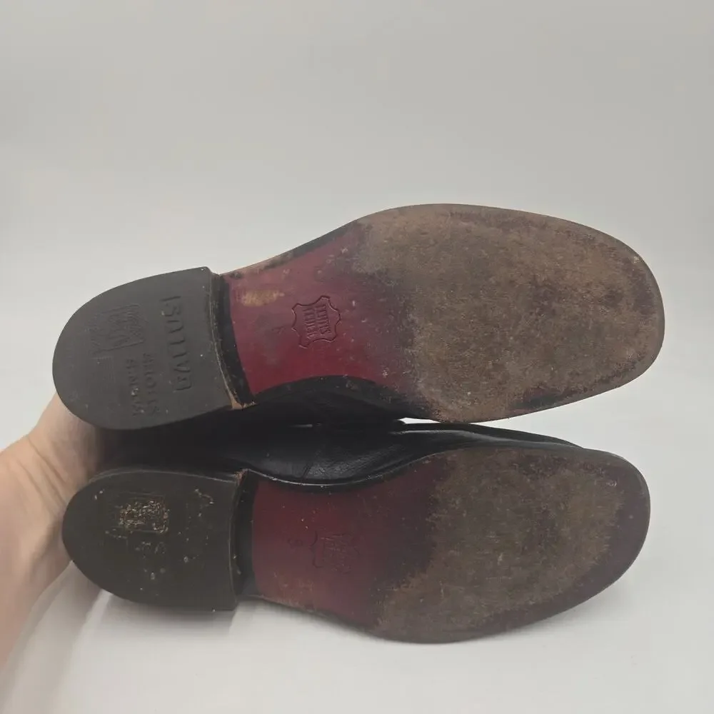 Men's Vintage Rare 1980's German Loafers Shoes Black Leather Double Monk Strap